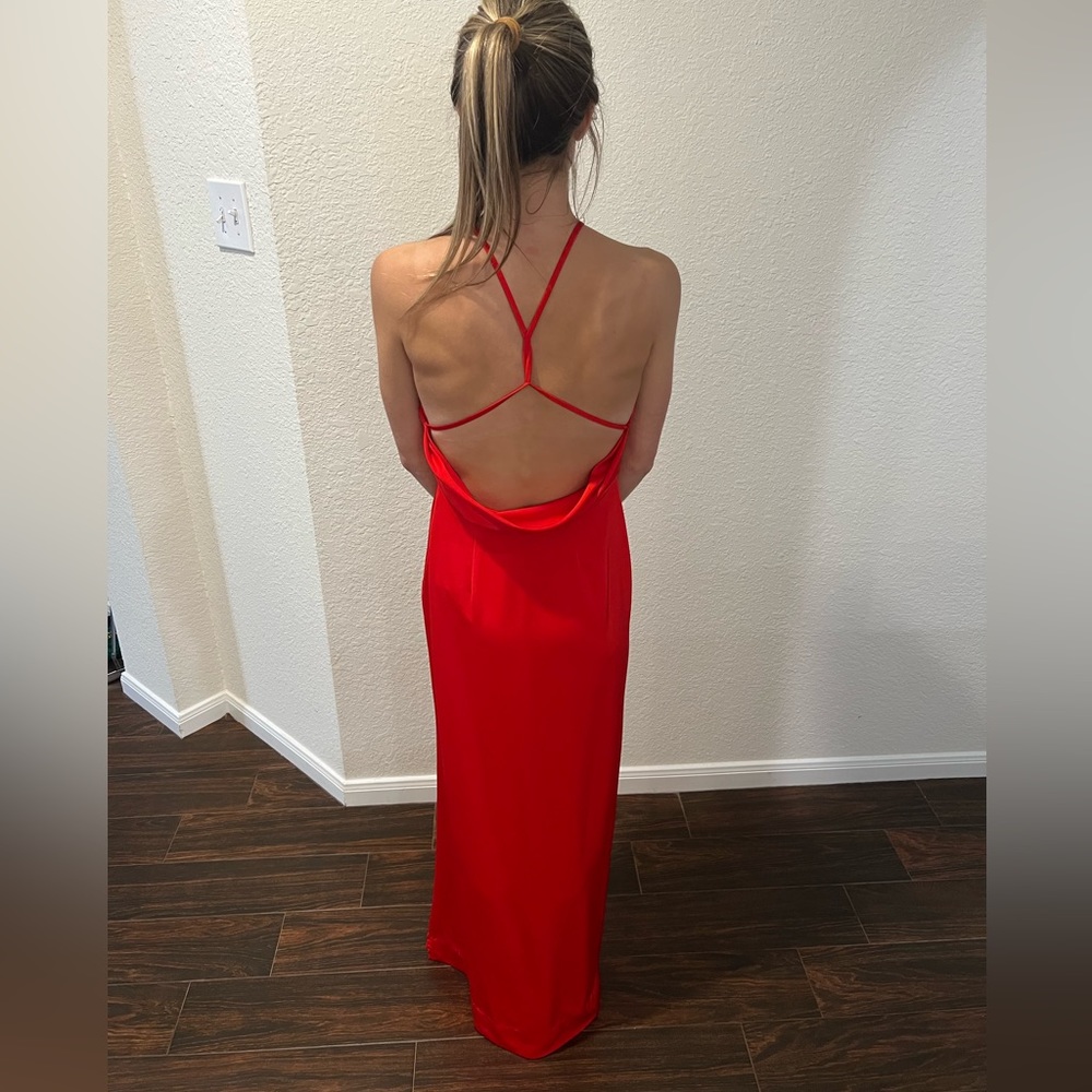 Lovers + Friends: Red Satin Dress